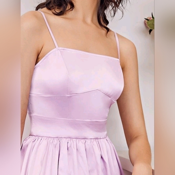 Macario Jimenez Layered Hem Satin Cami Dress Lilac Purple - Picture 4 of 4